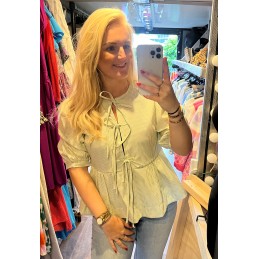 Strik blouse streep groen