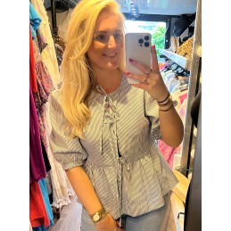 Strik blouse streep zwart