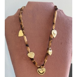 Bandana ketting bruin heart