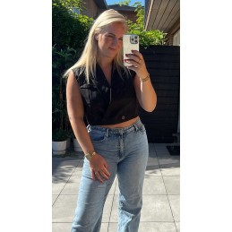 Cropped gilet zwart