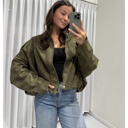 Suede jacket olive